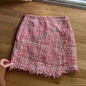 Pink tweed mini skirt